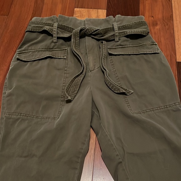 AVEC LES FILLES Anthro Revolve Olive Green Paperbag High Waist Ankle Pants 31 - Picture 2 of 11
